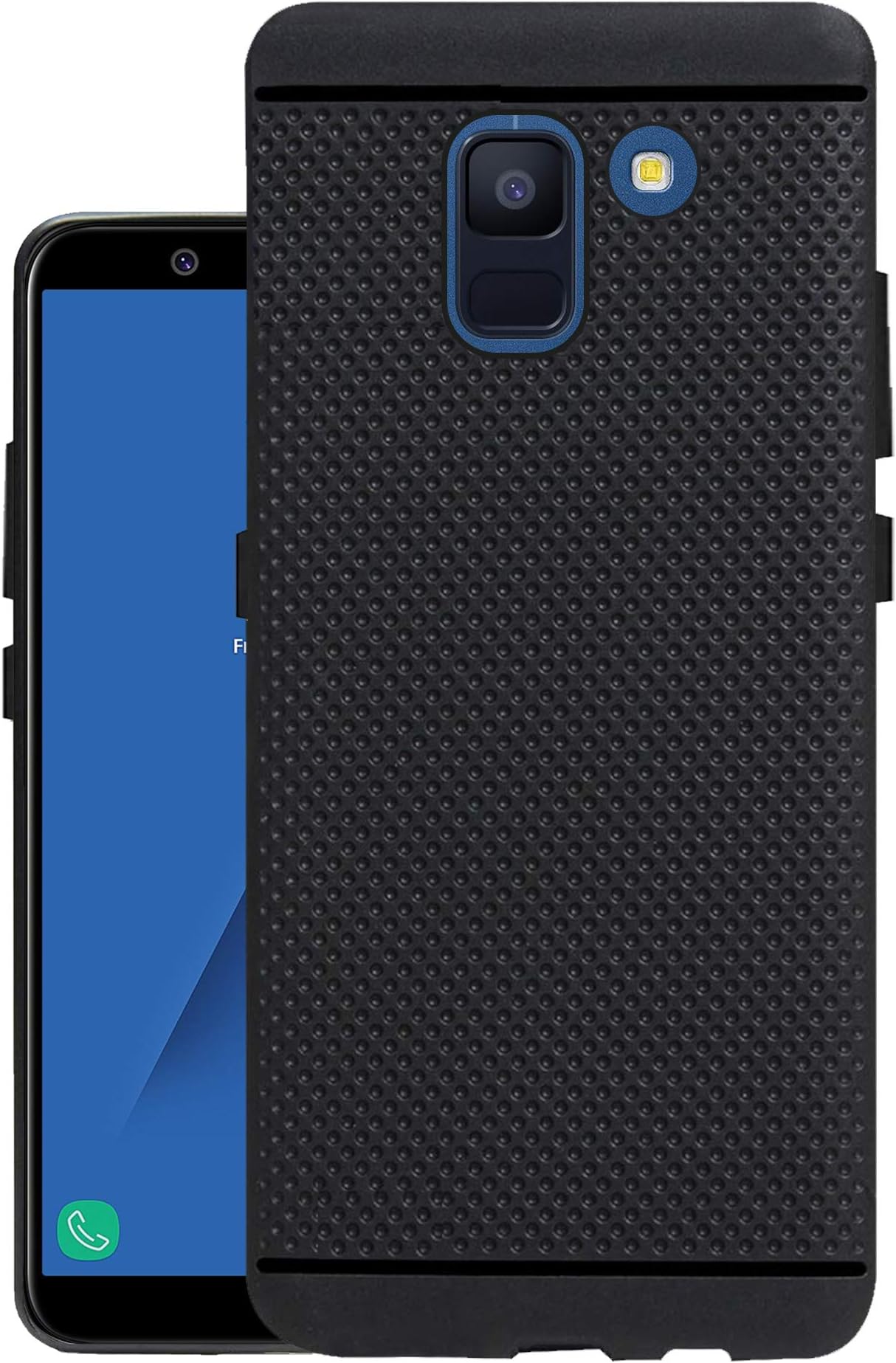 HELLO ZONE Exclusive Dotted Matte Finish Soft Rubberised Back Case Cover for Samsung Galaxy A6 - Black