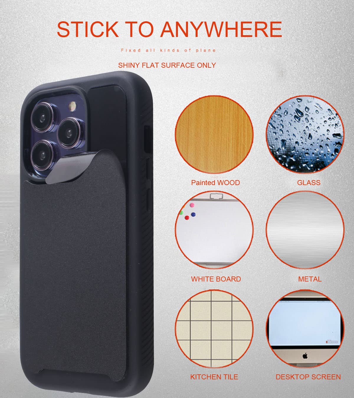 MONCABILE Stick on The Wall Phone Case That Sticks to Anything -[Drop  Protection] Anti Gravity Sticky Phone Case for iPhone 14 Pro (Black -14  Pro) : Amazon.sg: Electronics