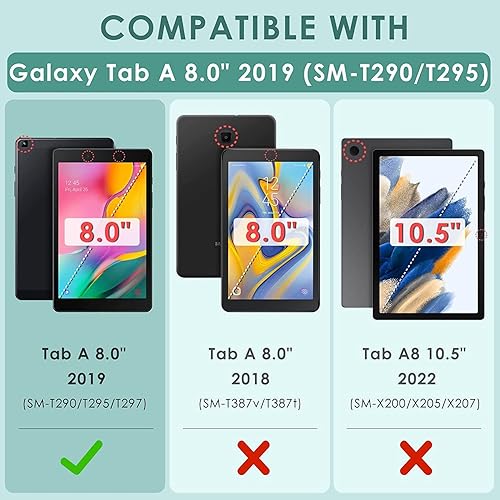 Miniatura 2 de Funda para Samsung Galaxy Tab A de 8.0 pulgadas 2019 (SM-T290T295T297), funda de cuero protectora, funda inteligente de encendido y apagado