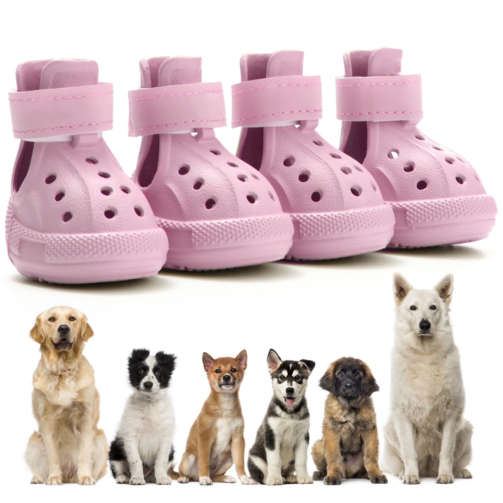 Dog Shoes for Hot Pavement,Non-Slip Waterproof Breathable Easy to Clean Put On and Take Off Dog Boots,Paw Protector for Hot Summer Roads Winter Snow (