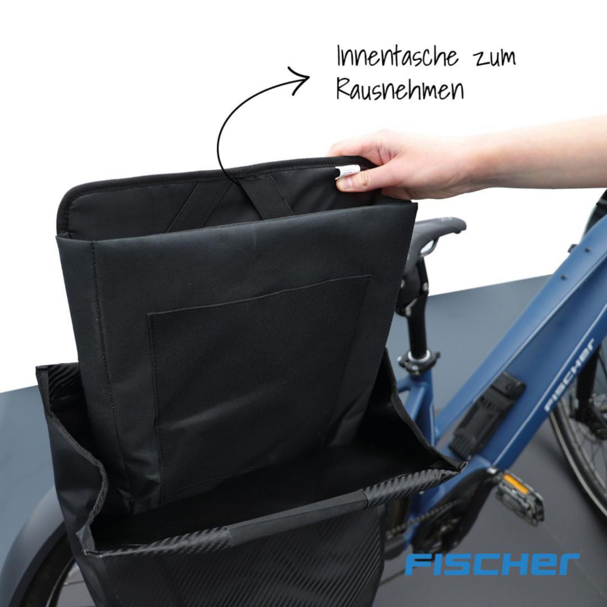FISCHER Fahrrad Gepäckträgertasche, abschließbar, Fahrradtasche, mit Reflektoren, wasserabweisend, 23 Liter, schwarz