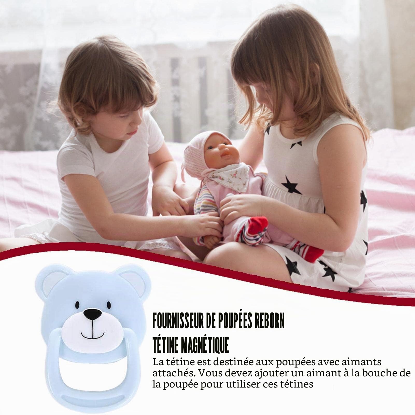 Générique Sucettes Nouveau-né, Sucette Magnétique Reborn Doll, De Jouet | Fournitures De De Bébé, Forme d'ours Convient À La Plupart