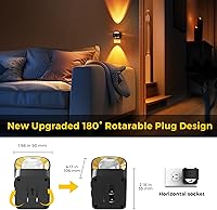 Vista 6 de L LOHAS LED - Proyector de luz nocturna, paquete de 2 luces nocturnas que cambian de color enchufables a la pared, sensor de atardecer a amanecer