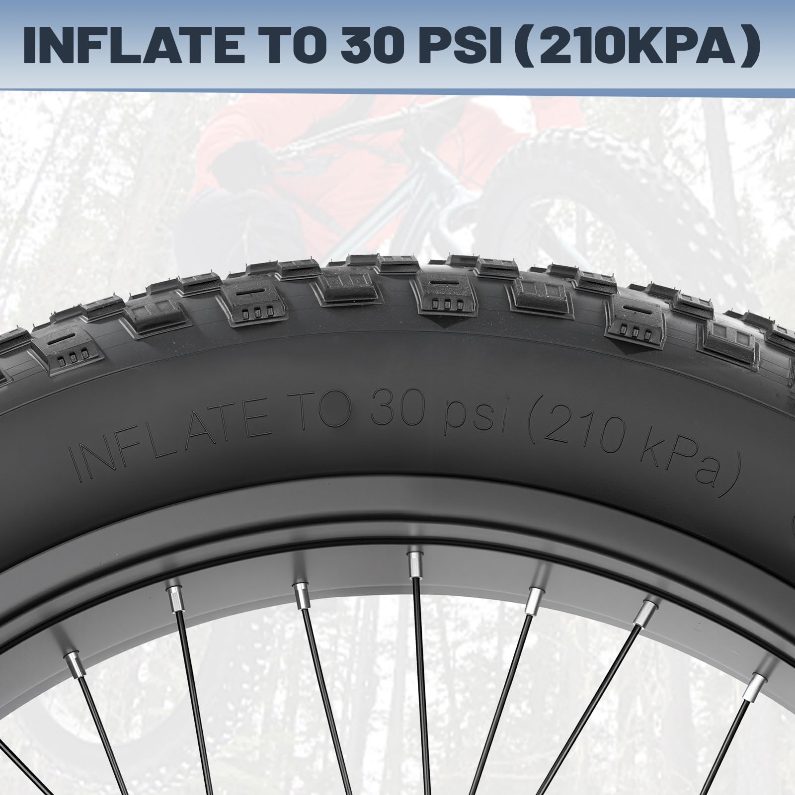 Pneu Fatbike 20 x 4.0 pour vélo électrique - Convient pour VTT, vélo de neige, vélo de plage, vélo électrique - Avec 2 démonte-pneus