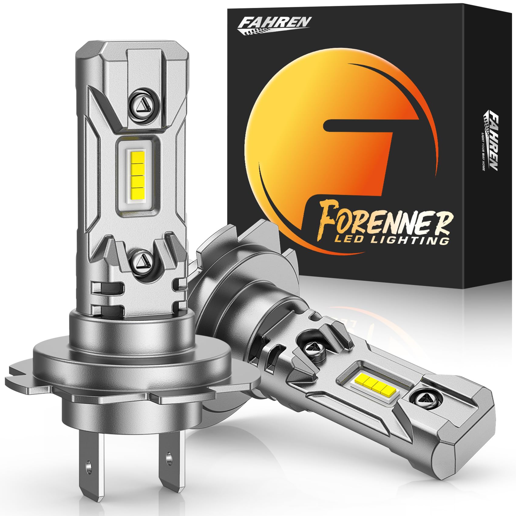 FORENNER H7 Light Bulb, 6500K 30,000LM 800% Super Brighter H7 Fog Light Bulb, No Adapter Required 1:1 Mini Size, Plug and Play, Powersports Fog Light Assemblies, Pack of 2
