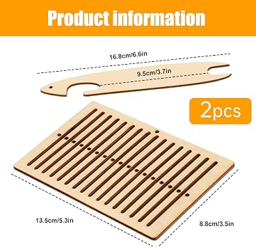 2Pcs Belt Weaving Loom Kit, Wooden Belt Weaving Shuttle Tools for Bracelet Bag Camera Strap