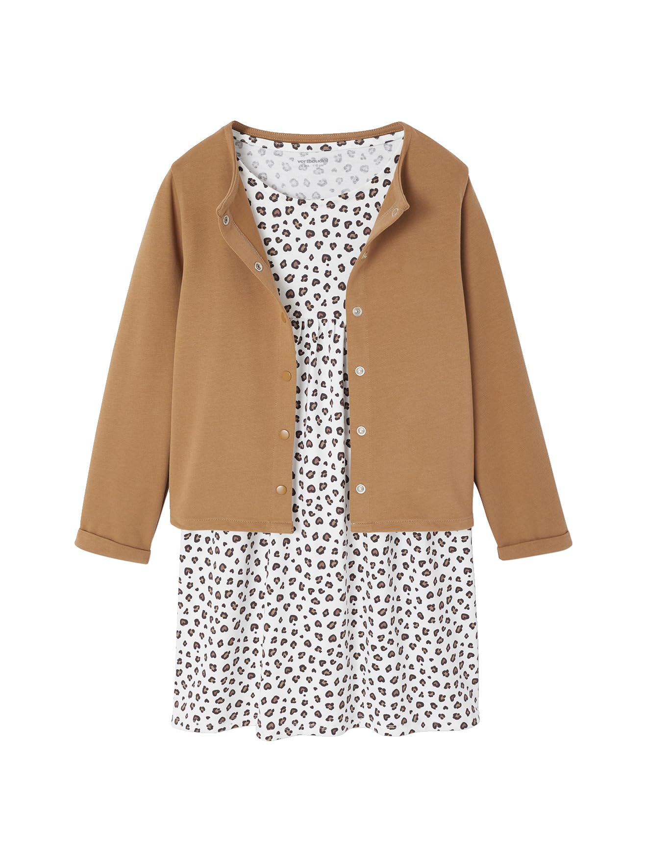 VERTBAUDET Ensemble fille cardigan et robe imprimée fleurs camel 6A