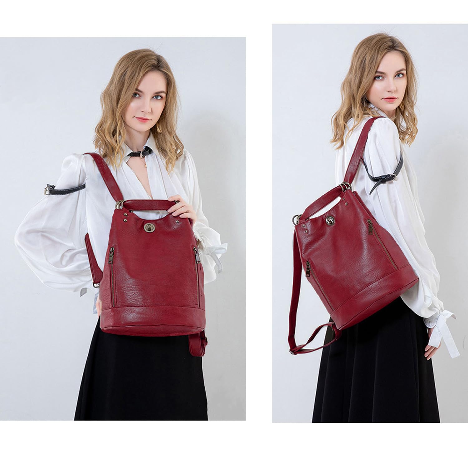 AINUOEY Mujer Bolsos Mochila Casual Bandolera Marca Mediano Antirrobo Italianos PU Cuero 76620 1 piezas