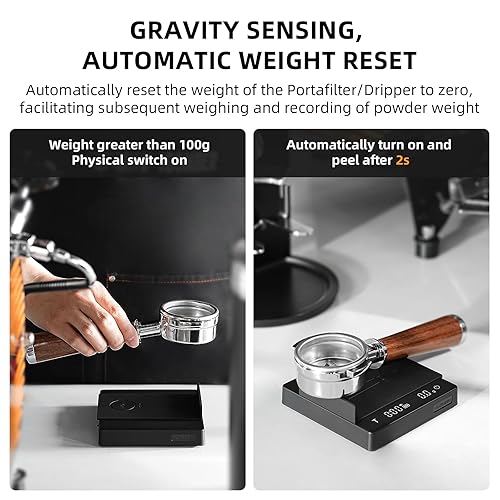 Miniatura 5 de MHW-3BOMBER Báscula de café espresso con temporizador, pequeña báscula de café con detección de sólidos y líquidos, escala digital de grano de café