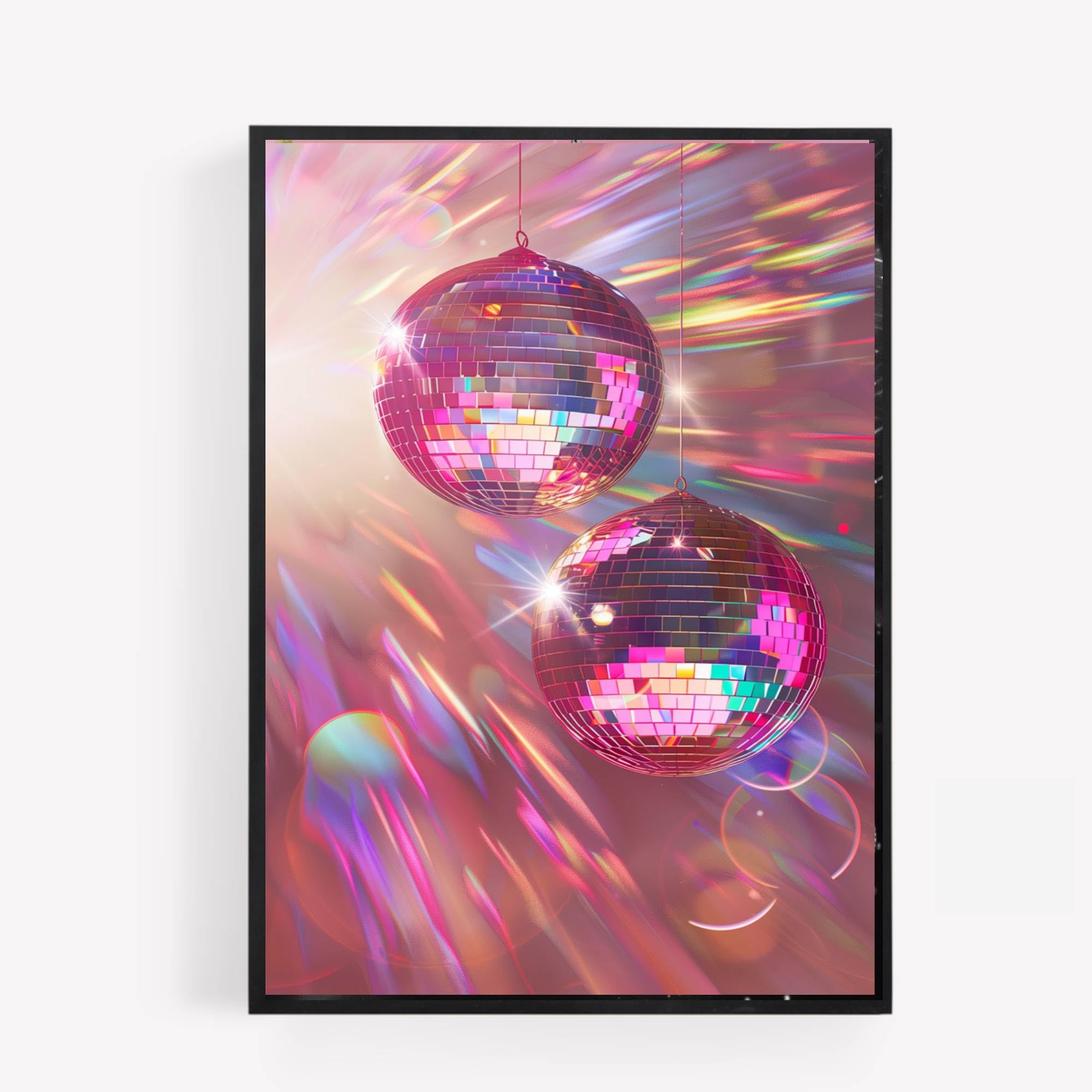 Gfc Black White Disco Mirror Ball Pink A4 Unframed Print Picture Aesthetic Preppy Kitchen Wall Art Home Decor Decorating Gift 4