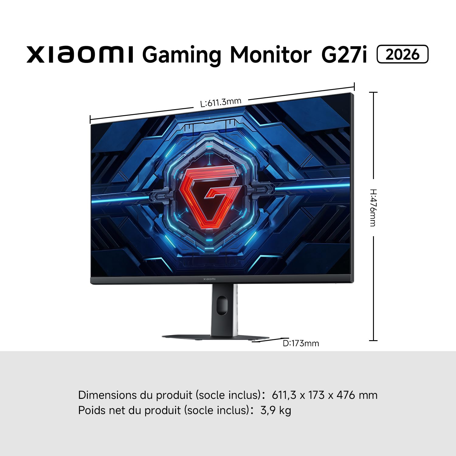 XIAOMI A27Ui Moniteur UHD 4K 27 Pouces, IPS, HDR10, 100% sRGB, 95% DCI-P3, Recharge Inversée 90W, Certification TÜV Low Blue Light (3840 x 2160/HDMI 2.0/DP 1.4/Type-C 90W Output)