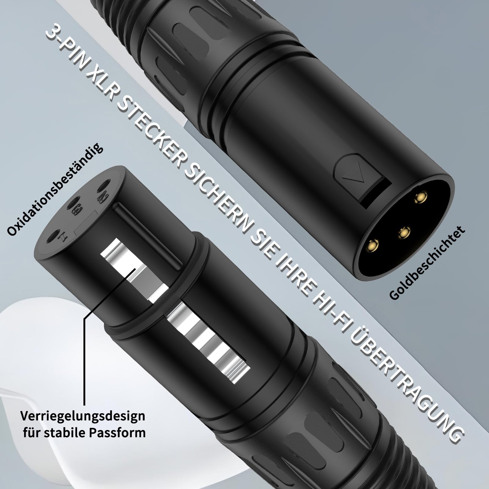 Cable profesional XLR de 4 canales con código de color, cobre OFC, para divisor de micrófono, mezcladores de DJ, sistemas IEM (200 cm)
