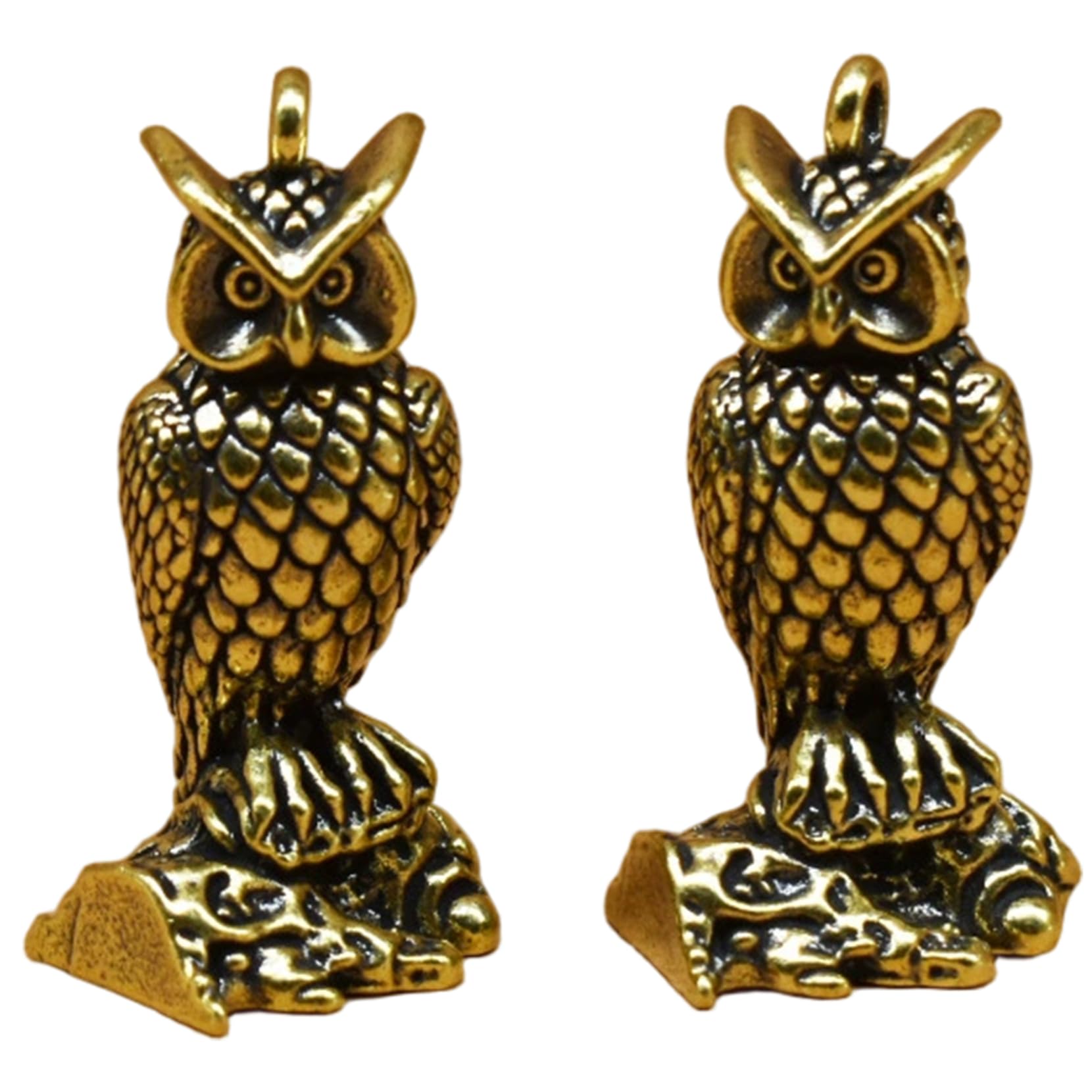 Tsawntd Statues, Owl Statue, 2-Pack Metal Owl Figurines for Home Decor, Desktop Mantel Decoration 0.83x1.61 inch
