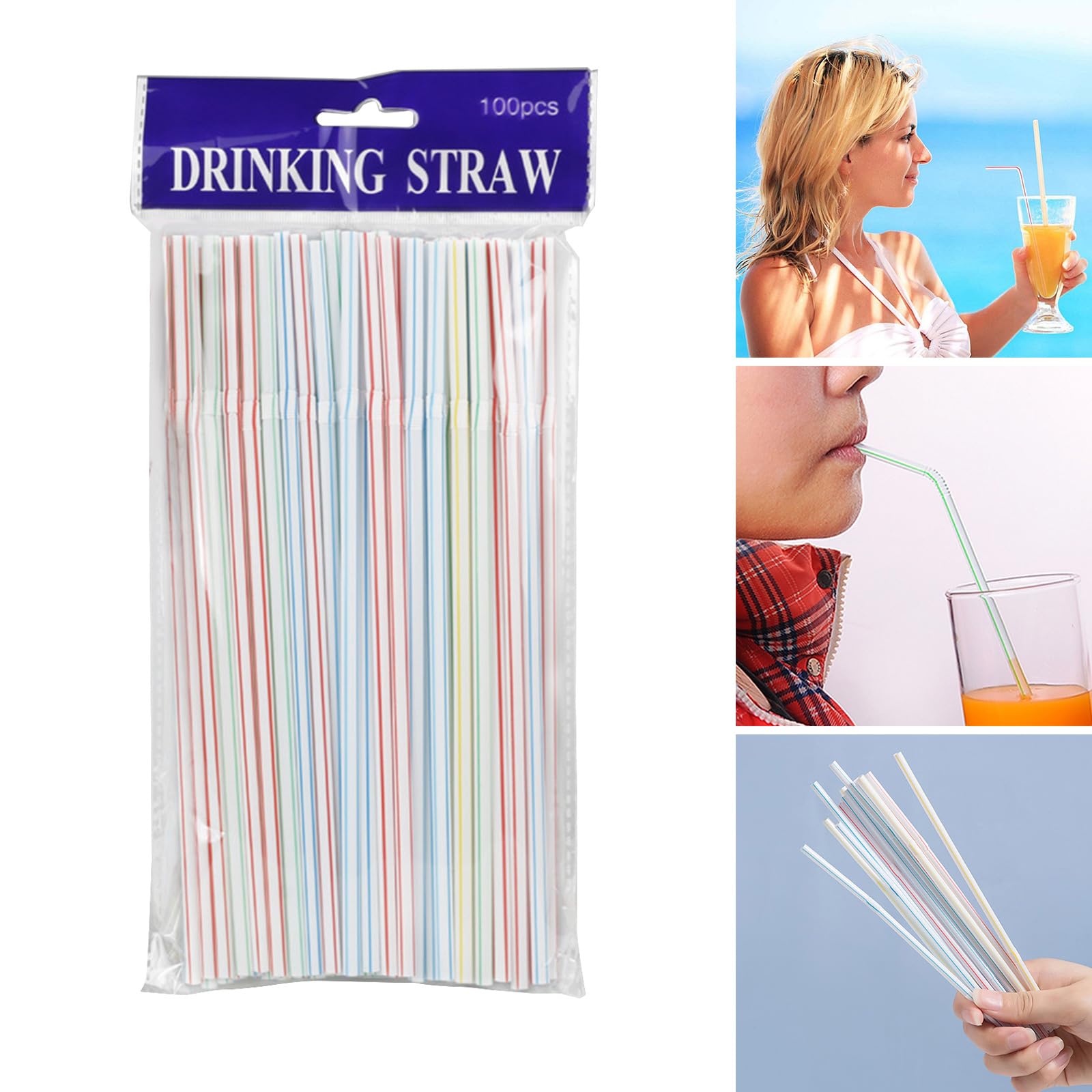 Set Of 100 Colorful Bendable Straws Throwaway Straws Drinking Straws Material For All Occasion Flexible Straws