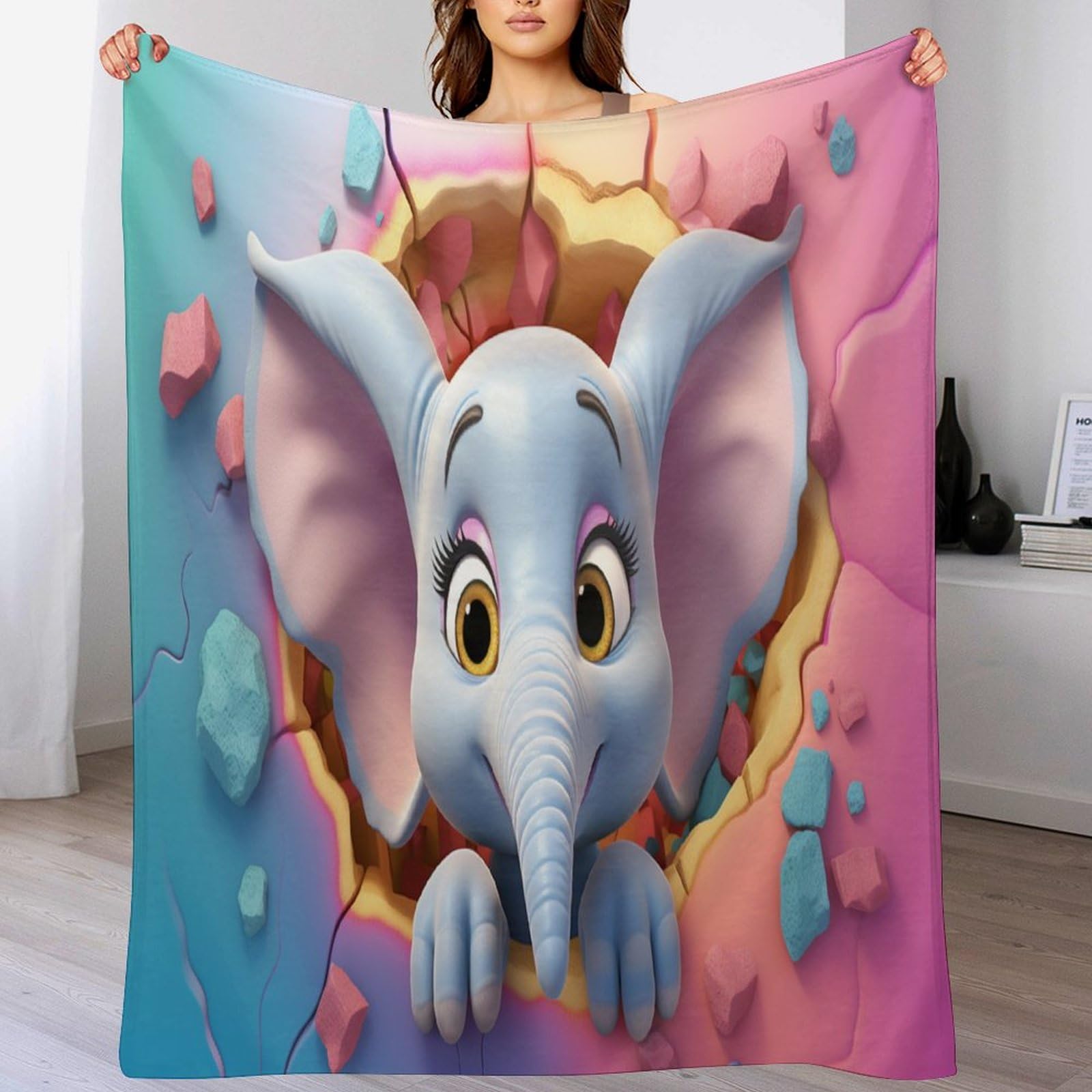 Couverture éléphant 180x200 en flanelle de qualité supérieure et douce