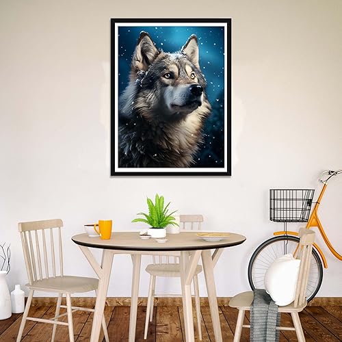 Miniatura 10 de Wergund - Kits de pintura de diamantes para atrapasueños de lobo, kits de pintura de diamantes para adultos y niños, bordado de diamantes de