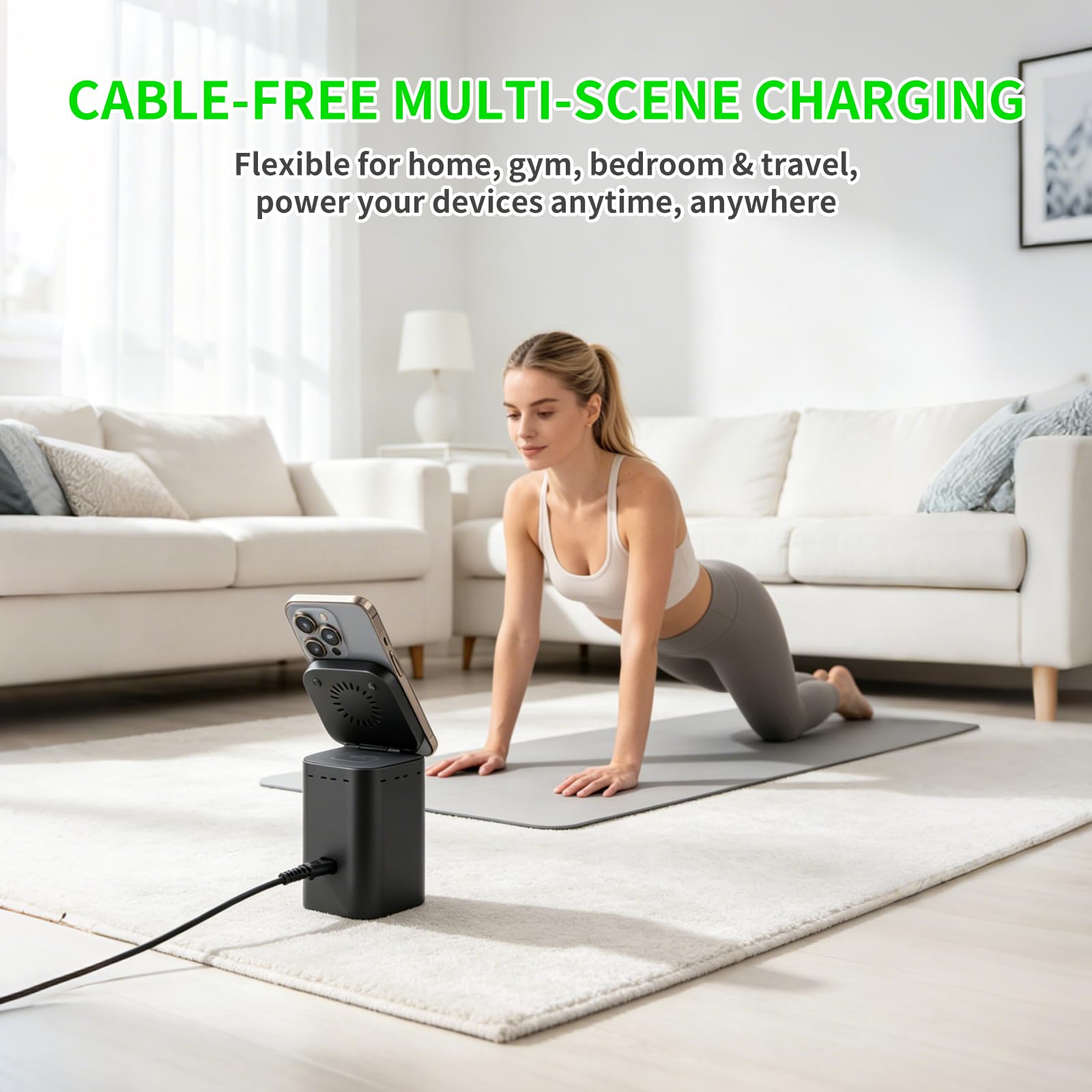 Stazione di ricarica da tavolo multifunzione da 100 W con caricabatterie wireless, hub USB 3.0, cavo USB-C retrattile da 75 cm e HDMI 2.1, ricarica rapida PD 65 W per telefoni, auricolari, tablet