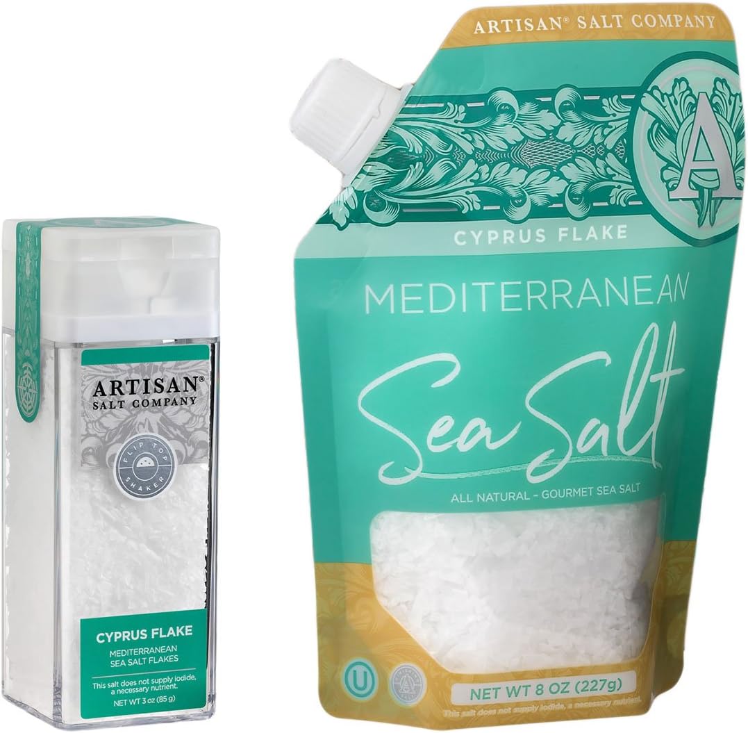 Cyprus Flake - Mediterranean Sea Salt Flakes - Shaker/Refill Bundle - 11 oz. Total