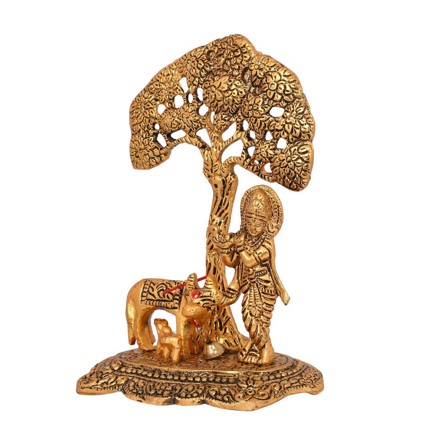 Collectible India Metal Krishna Idol Murti with Kamdhenu Cow - Gold Plated Showpiece (Set of 25) - Image 7 thumbnail