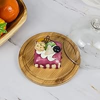 Vista 6 de Cúpula de postre de cristal de 7.1 pulgadas con base, mini bandeja decorativa para pasteles con cubierta de cúpula de cristal, bandeja de servidor