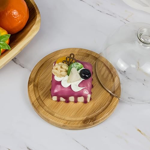 Miniatura 6 de Cúpula de postre de cristal de 7.1 pulgadas con base, mini bandeja decorativa para pasteles con cubierta de cúpula de cristal, bandeja de servidor