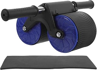 Automatic Rebound Two-wheel Abdominal Roller with Knee Pad for Home Gym Core Workout and Yoga Assistance Portable Ab Exercising Disc for Men and Beginners