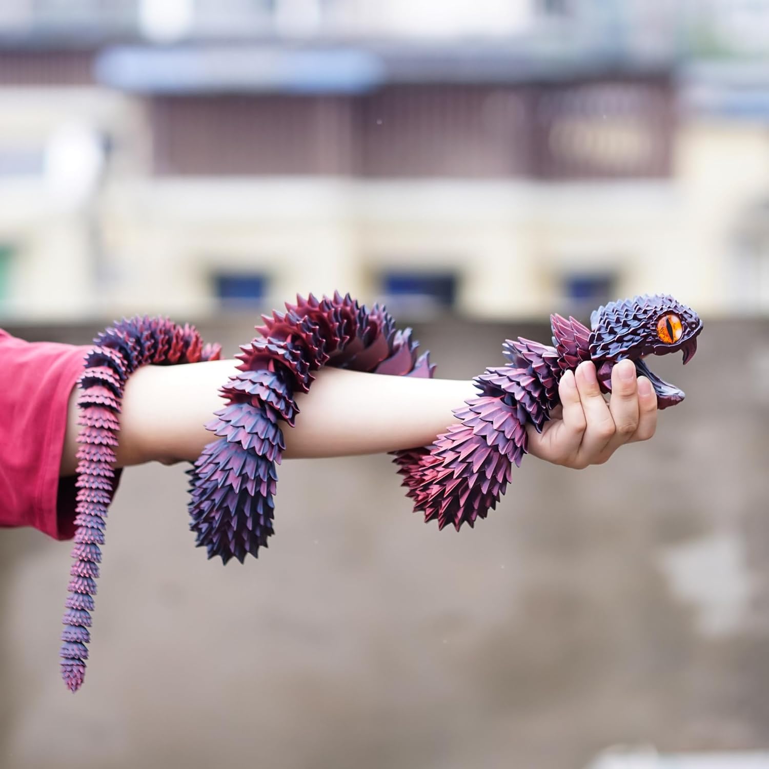 Super Large 3D Printed snake with a movable mouth,47.4inch,Flexible Realistic Articulated Animal Fidget Toys,Mystery Figurines Gifts ,Executive Desk Décor and Festival Collectible (colorfulB 47.4inch)