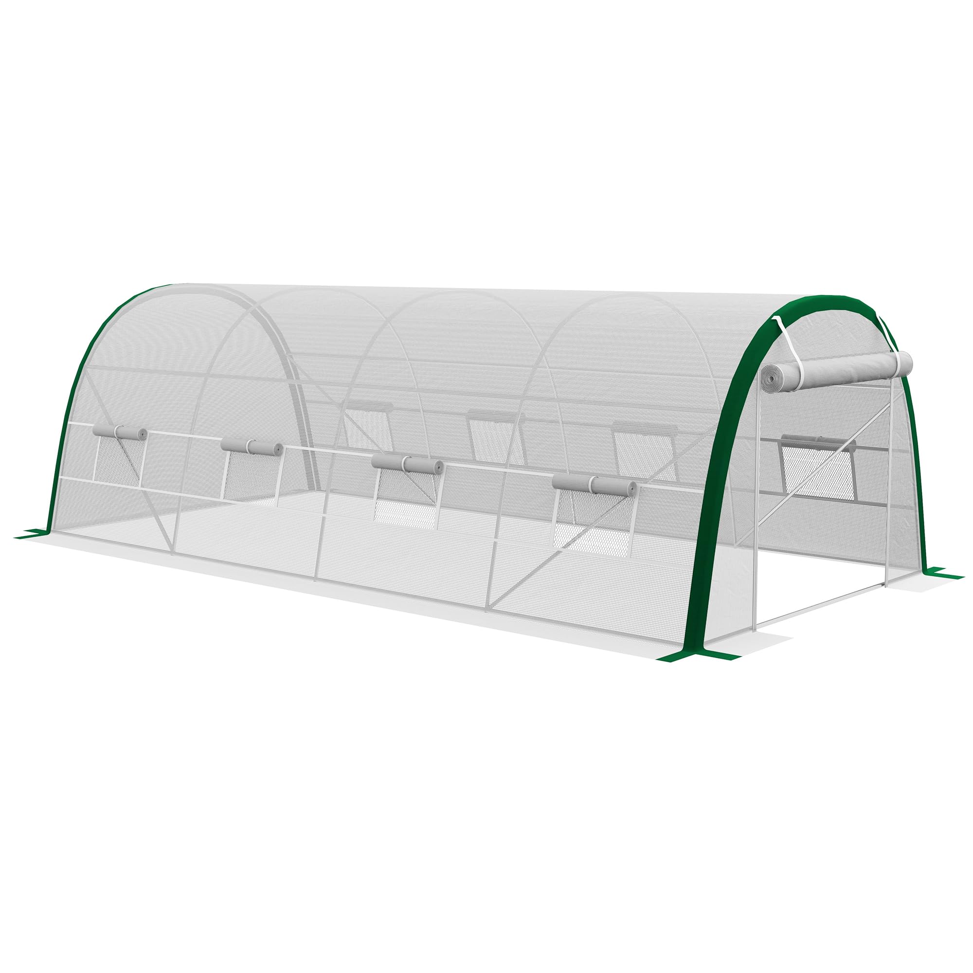 Outsunny - Invernadero de jardín (18 m²), diseño de túnel 6 x 3 x 2 m – 8 ventanas, puerta con cremallera enrollable – Estructura tubular de acero galvanizado, lona de PE de alta densidad, color