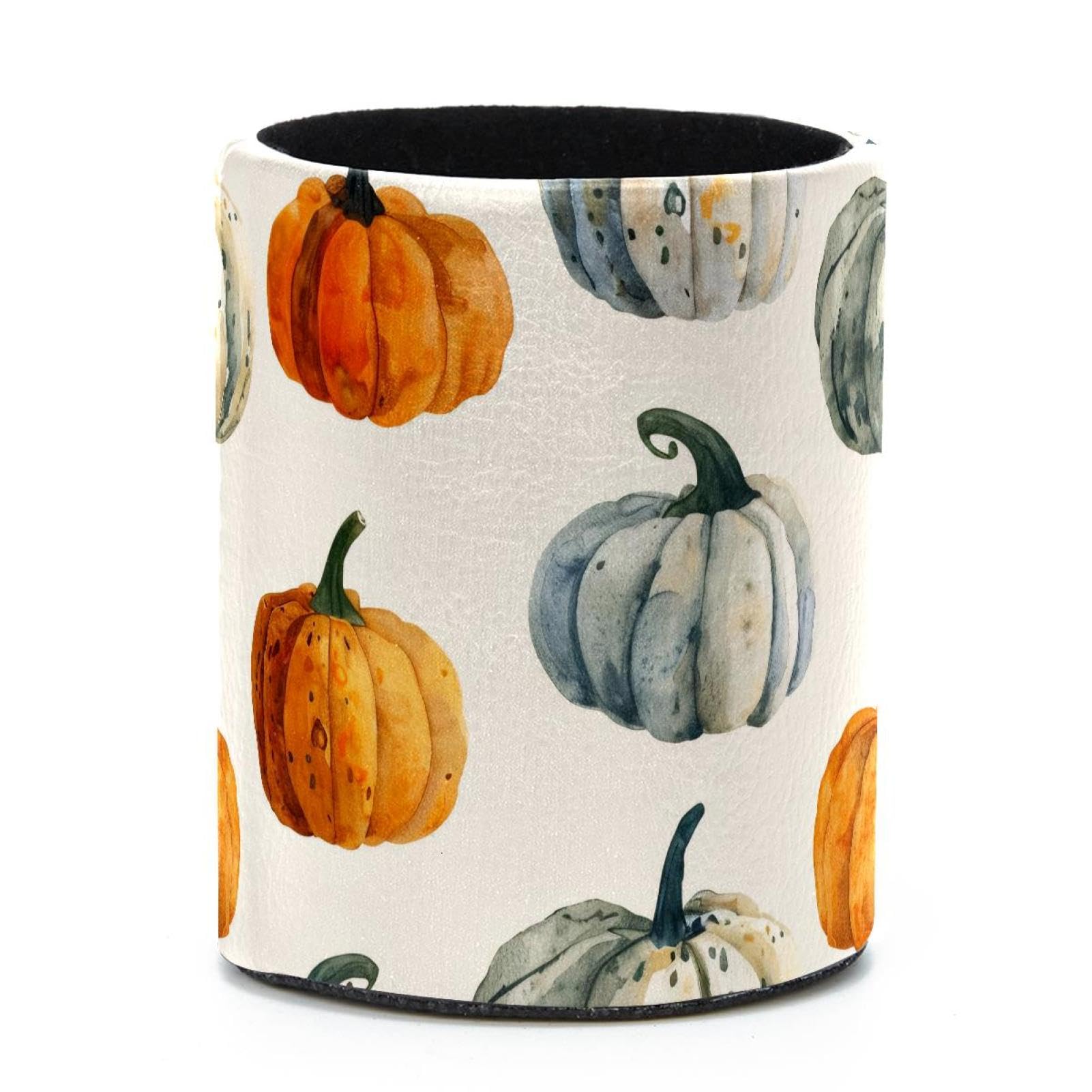 VAPOKF Round Pencil Holders for Desk, Watercolor Pumpkin Pen Holders Pen Pot Makeup Brushes Storage Desktop Stationery Supplies Organiser for Home Office