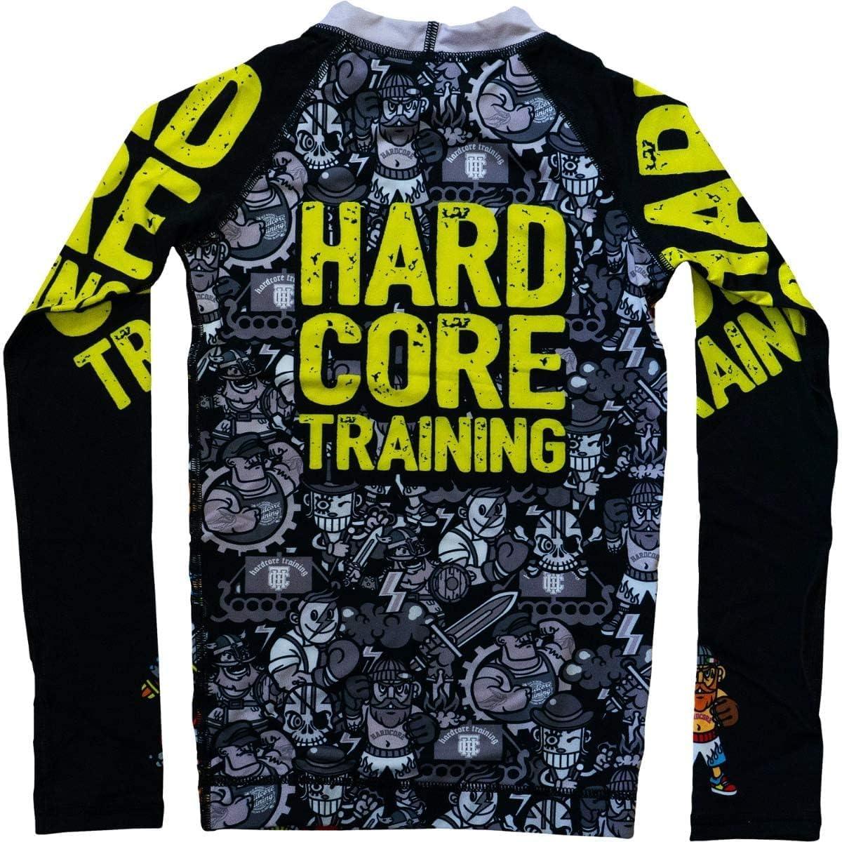 Hardcore Training Koi Kids Rash Guard Compression Base Layer Tights No Gi BJJ Fitness Workout Running Boxing Black Yellow