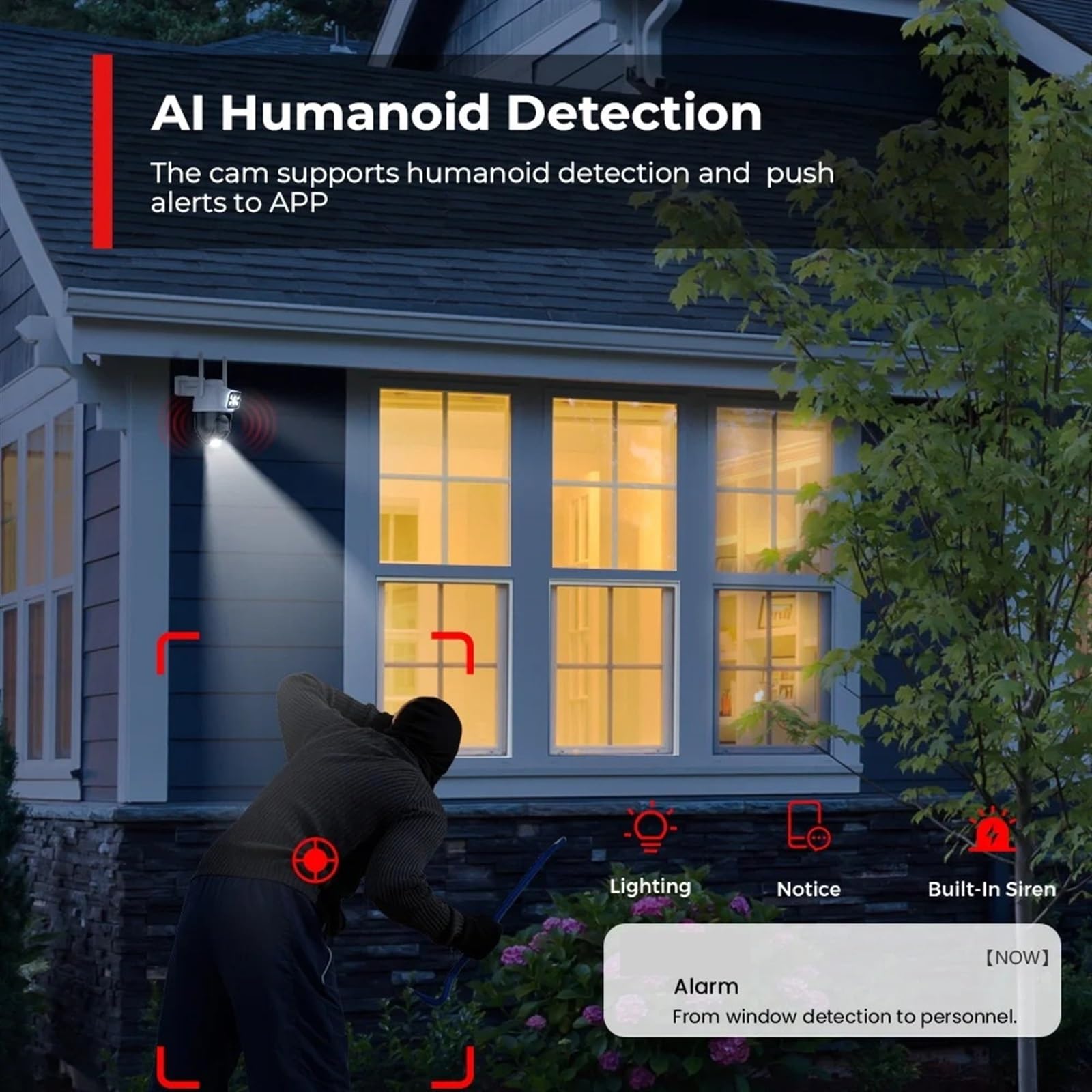 Caméra de sécurité, Caméra IP 8MP 4K for l'extérieur, Zoom 4X, Double Objectif, écran, PTZ, Suivi Automatique AI, vidéosurveillance CCTV(8MP Add 64G Card)