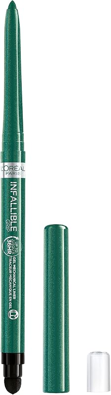 L'ORÉAL Infallible Grip Mechanical Gel Delineador de ojos, resistente a las manchas, maquillaje de ojos impermeable con hasta 36 horas de uso, verde esmeralda, 1 kit, 1 fl oz (paquete de 1)