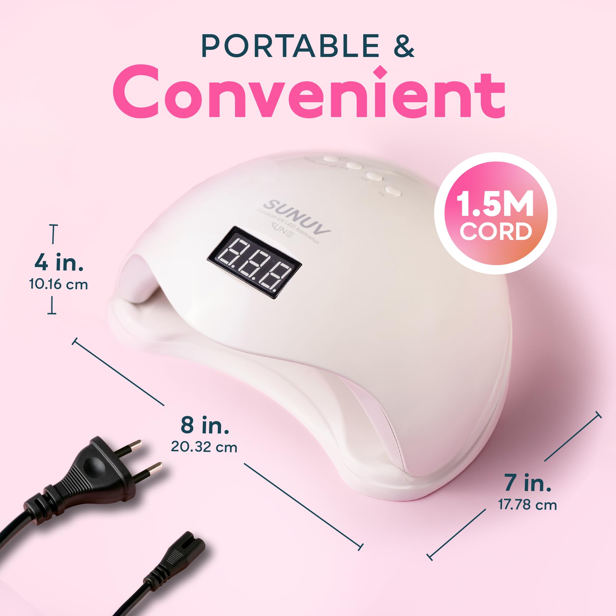 SUNUV Lampada Unghie UV LED Asciugatrice Intelligente Unghie 2.0 per Smalto in Gel con Timer, Sensore e Schermo LCD a Casa e Salone di Bellezza SUN5