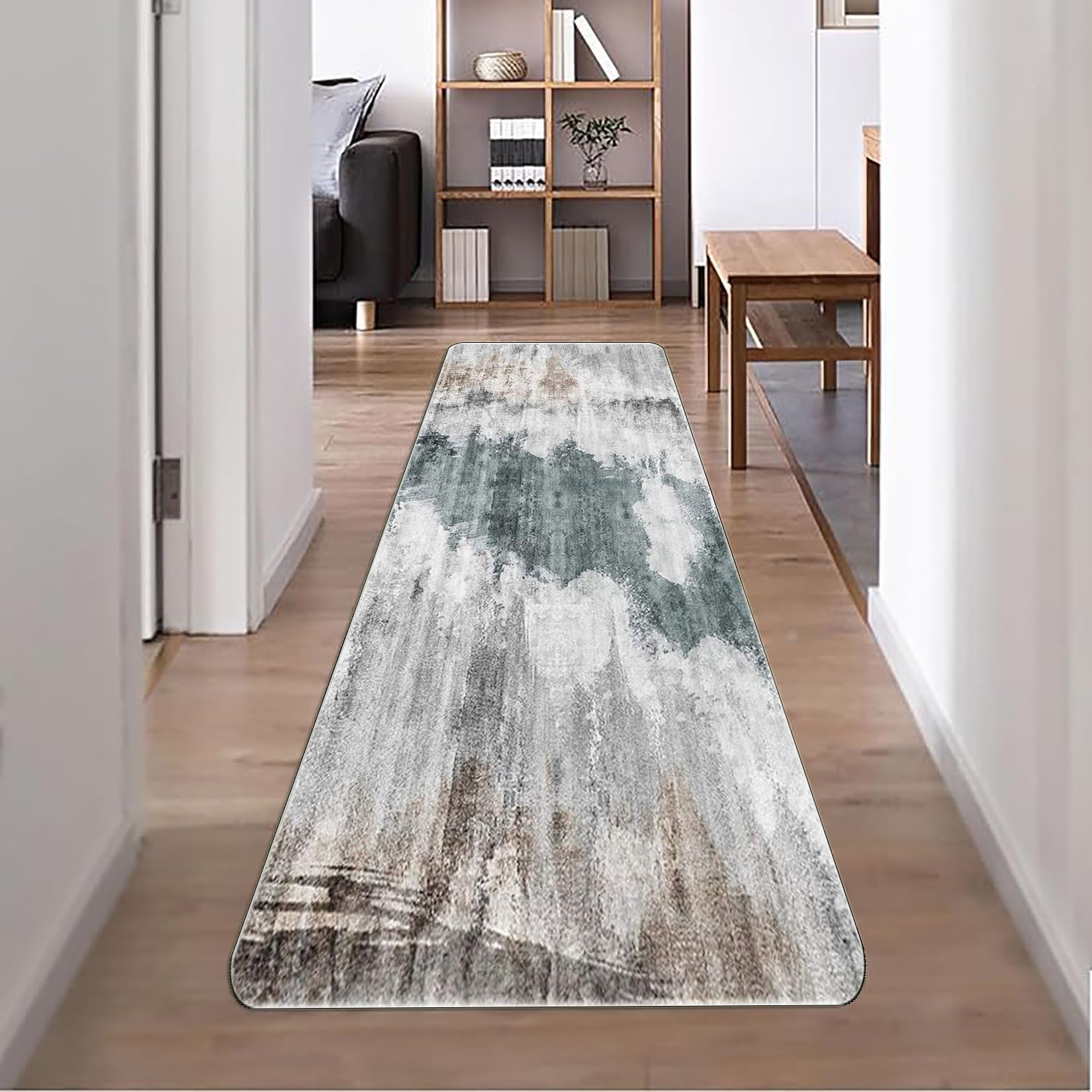 Dywanik Do Przedpokoju 95 x 280 cm Nie Gubiąca Włosia, Miękka Dywanik Do Wejścia Zmywalny Miękki, Vintage Chic, Chłonny Do Kuchni, Przedpokoju, Pralni, B