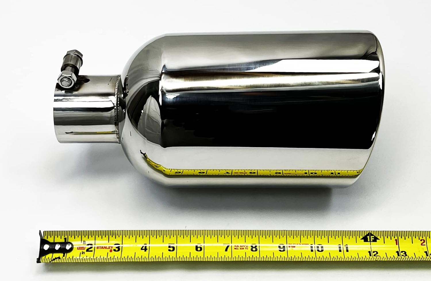 Exhaust Tip 2.50" Inlet 6.00" X 12.00" Bolt On W60012-250-BOSS-HP-RS Rolled Slant Polished 304 Stainless Steel Wesdon Exhaust Tip