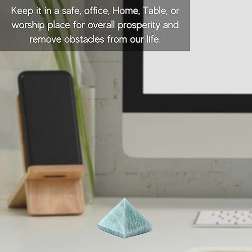 Miniatura 5 de Amazing Gemstone Piedras curativas de cristal de pirámide de amazonita, gran figura piramidal de 1 pulgada de pirámide de piedra natural para