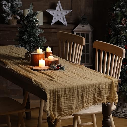 Miniatura 9 de Patelai 2 piezas de camino de mesa de Navidad de 47 x 70 pulgadas, camino de mesa de arpillera, camino de mesa rústico, accesorios para fiesta de