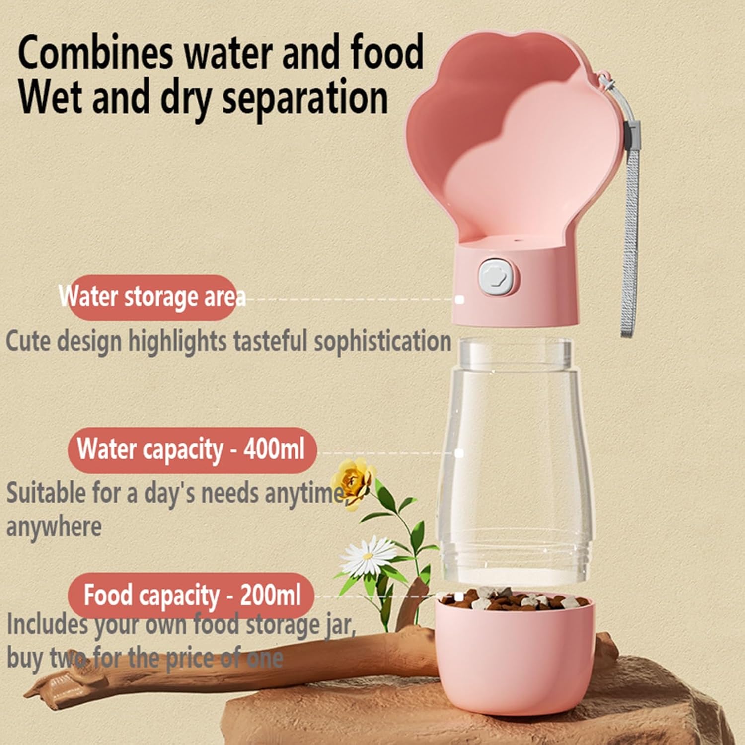 Portable Dog Water Bottle 400ml/580ml Pet Dispenser Dog Drinking Bottle Leak Proof BPA Free Food Grade for Dogs/Cats for Travel Walking Hiking Park(Green,400ml)