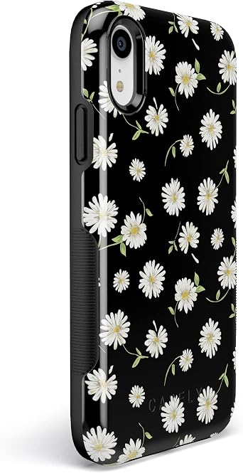 Casely iPhone XR Case | Daisy Daydream | Black Floral | Bold Protective Design
