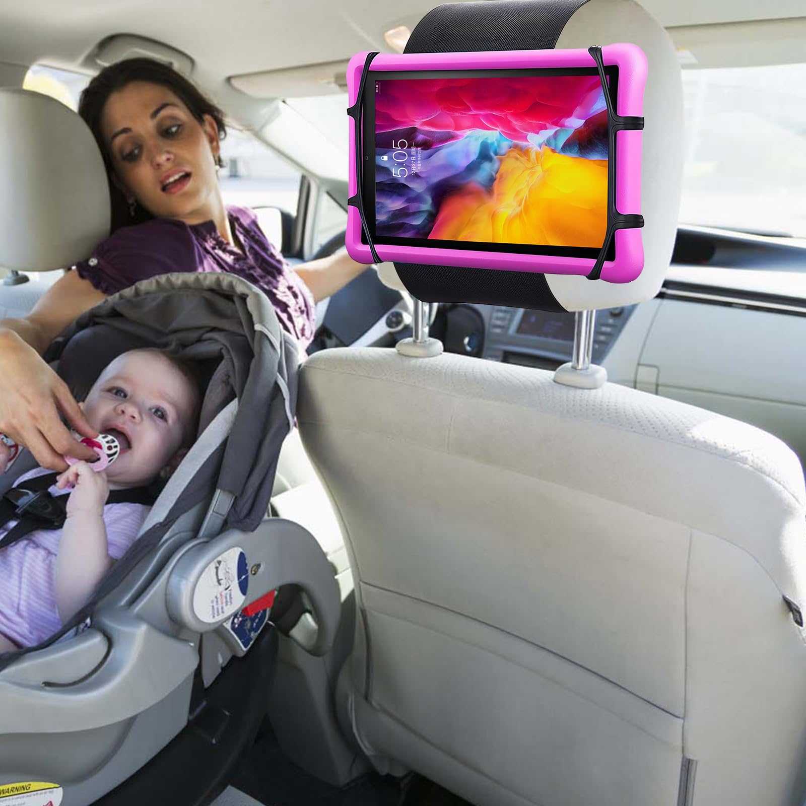 Dokeno Support de Tablette de Voiture, Support de Tablette Universel pour Appuie-Tête Réglable à 360°, Compatible avec iPad, Switch, Fire HD et Autres Tablettes de 7 à 11 Pouces