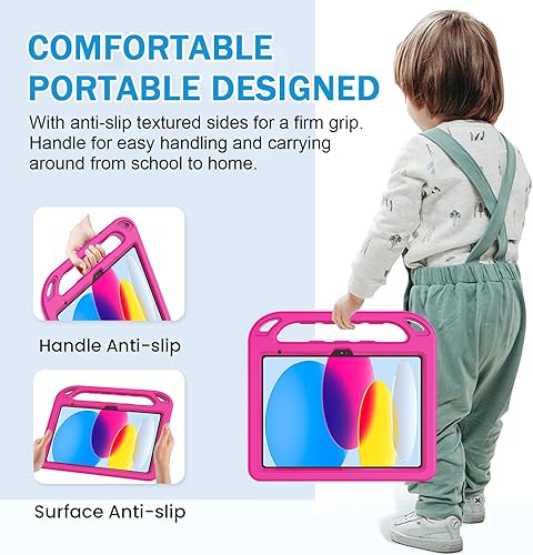 Miniatura 4 de BMOUO Funda para niños para iPad de 10.9 pulgadas 2022  con protector de pantalla integrado, a prueba de golpes, peso ligero, soporte de mango