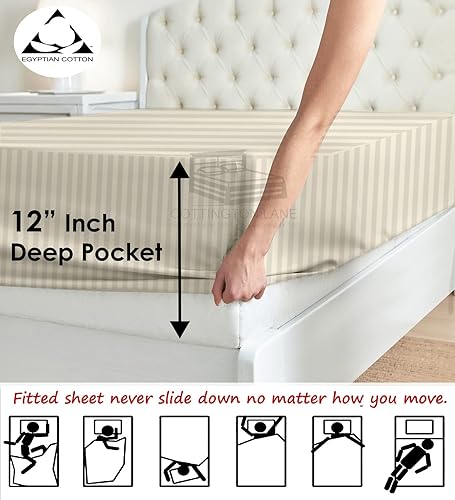 Miniatura 5 de Juego de sábanas divididas tamaño King para cama ajustable, sábanas de algodón tamaño King divididas de 12 pulgadas, juego de sábanas de algodón