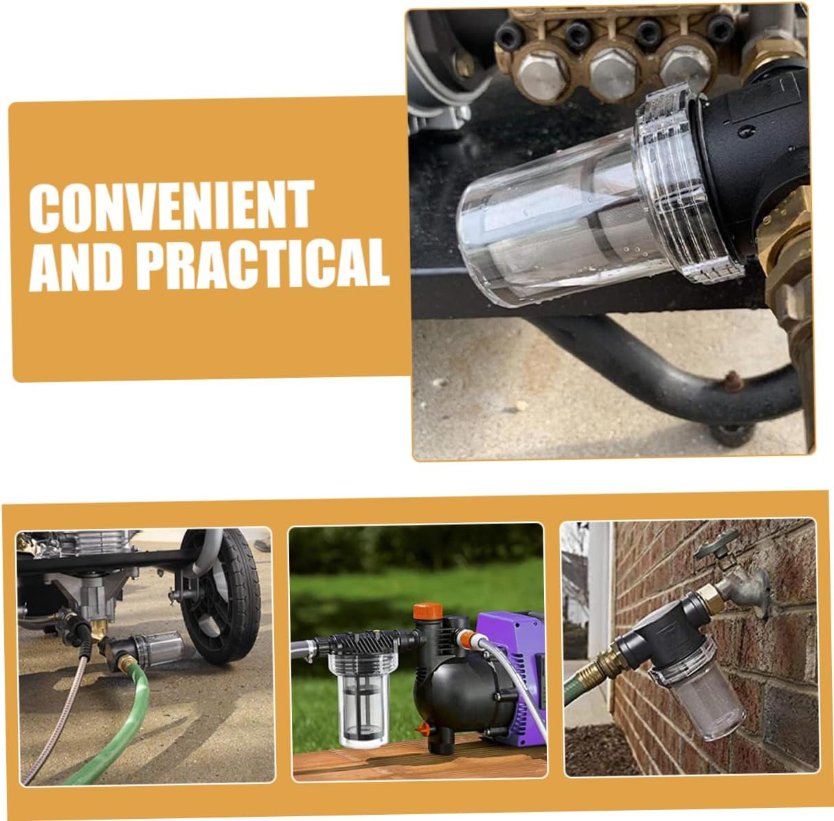 1set Inline Water Filter for Washing Machine and Garden Hose Sediment Filter Threaded Connector for Car Washing and Outdoor Use Made