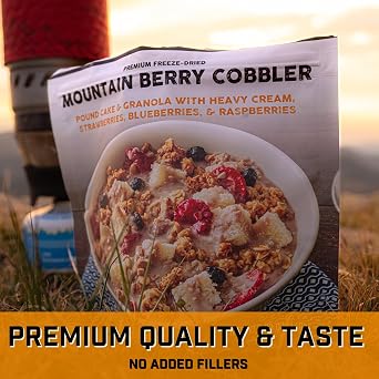 Peak Refuel Mountain Berry Cobbler | Real Ingredients | Ready in Minutes | Just Add Water | Premium Freeze Dried Backpacking & Camping Food | 2 Servings | Ideal MRE Survival Meal or Dessert