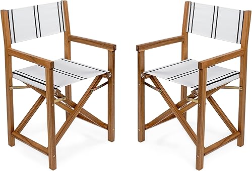 JONATHAN Y DRC1001B-SET2 Cukor Classic - Silla de director plegable de madera de acacia para exteriores con asiento de lona de mediados de siglo,