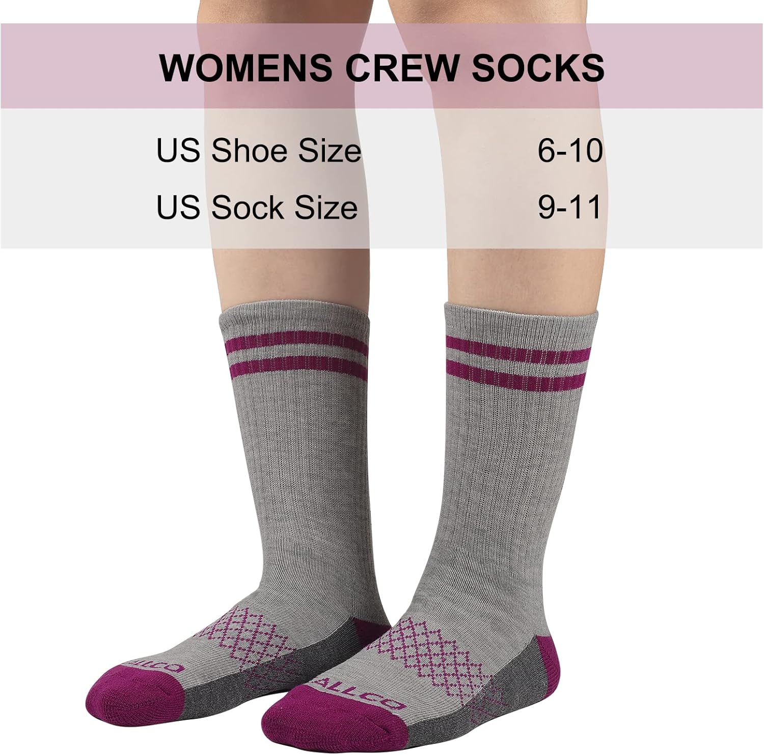 eallco Womens Crew Socks Athletic Calf Work Socks Running Long Cushioned Sole Socks 6 Pairs - Image 3