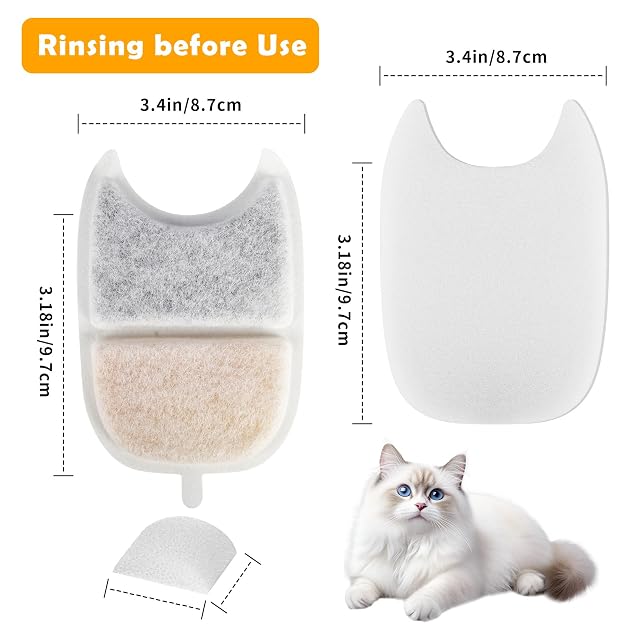 Foto 2 de 7 de 12 Filtros Fuente para Gatos para FEELNEEDY 4L (para YPD-C004), 12 Esponjas Prefiltro y 12 Esponjas Bomba
