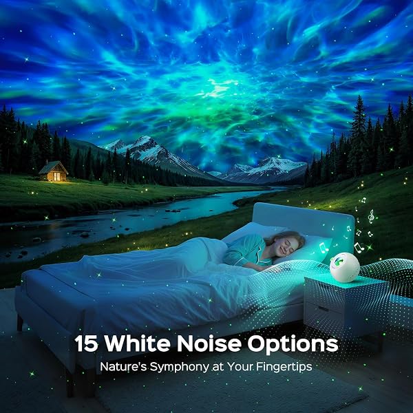 PIKOY 360 Lights Galaxy Projector+15 White Noise Machine Bluetooth,Birthday Gifts for Women 18th Birthday Gifts for Girls Gifts Boys,Night Light Led Lights for Bedroom Decor Home Decoration Room Decor - 3