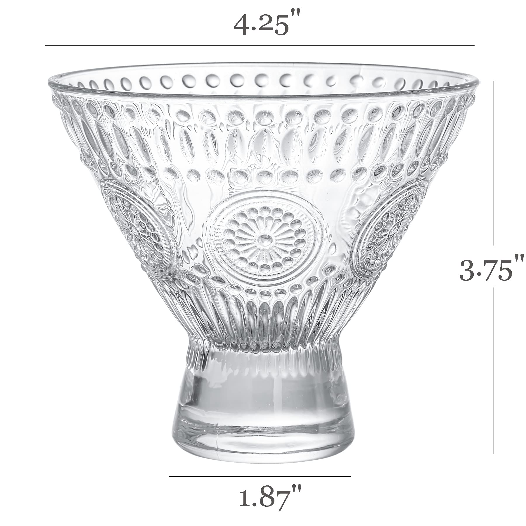 Kingrol 6 sztuk kieliszków do Martini bez nóżki, szklanki koktajlowe, 237 ml szklane miski deserowe, mini miski, idealne wyroby szklane do domowego baru, restauracji, na imprezę