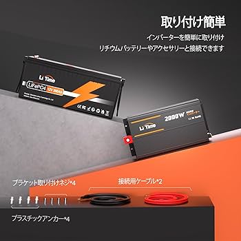 Amazon.co.jp: LiTime 12V 2000W 純正弦波 インバーター 正弦波